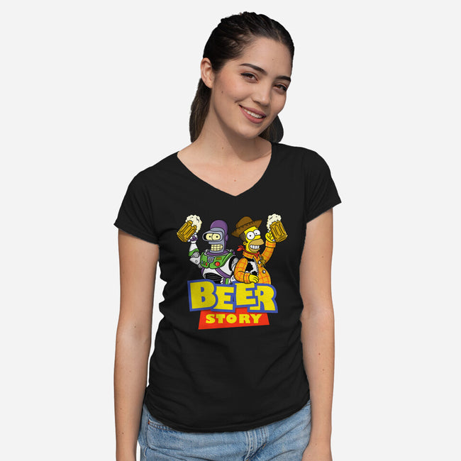 Beer Story-Womens-V-Neck-Tee-Barbadifuoco