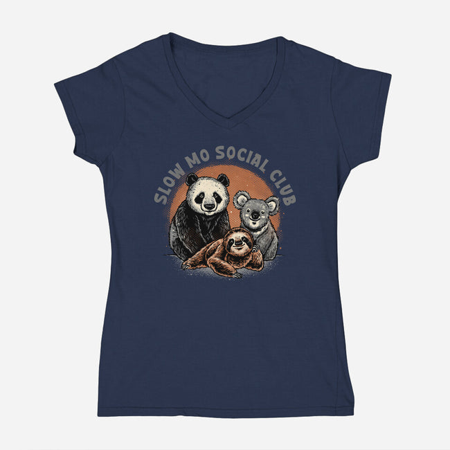 Slow Mo Social Club-Womens-V-Neck-Tee-glitchygorilla
