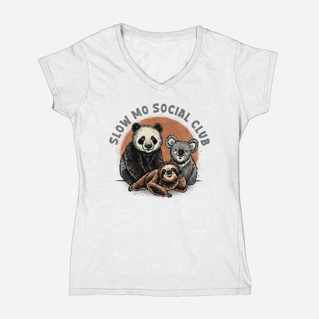 Slow Mo Social Club-Womens-V-Neck-Tee-glitchygorilla