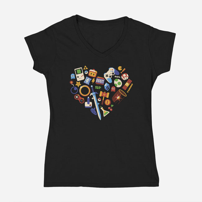 Love Gamer Vintage-Womens-V-Neck-Tee-tobefonseca