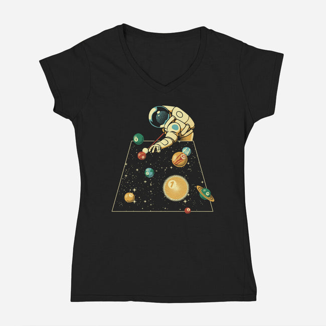 Billiard Ball Solar System-Womens-V-Neck-Tee-tobefonseca