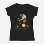 Billiard Ball Solar System-Womens-V-Neck-Tee-tobefonseca