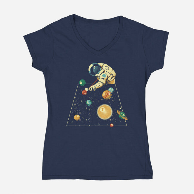 Billiard Ball Solar System-Womens-V-Neck-Tee-tobefonseca