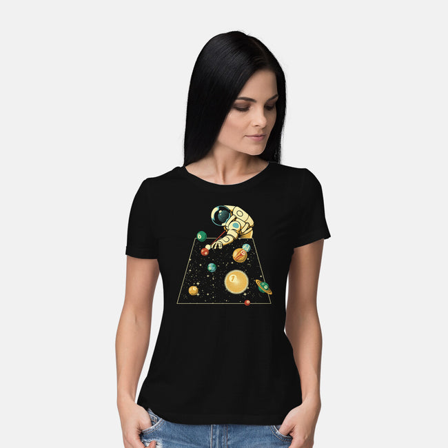 Billiard Ball Solar System-Womens-Basic-Tee-tobefonseca