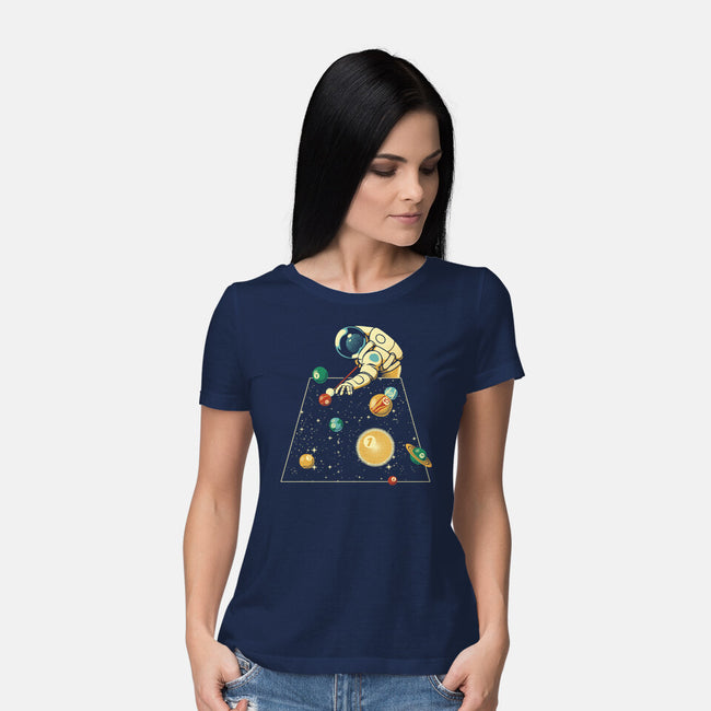 Billiard Ball Solar System-Womens-Basic-Tee-tobefonseca