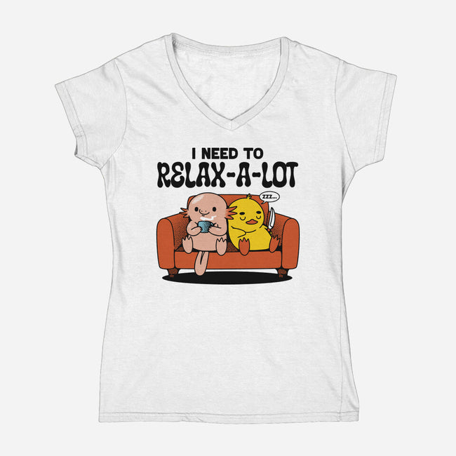 I Need To Relax A Lot-Womens-V-Neck-Tee-tobefonseca