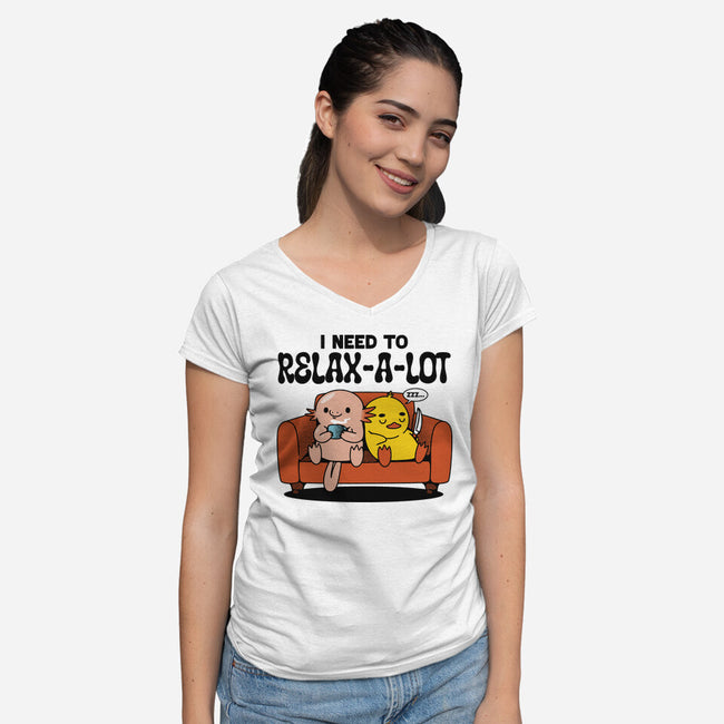 I Need To Relax A Lot-Womens-V-Neck-Tee-tobefonseca