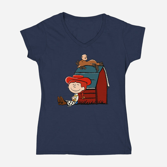 Happiness Is When She Loved Me-Womens-V-Neck-Tee-DrawnByBryan