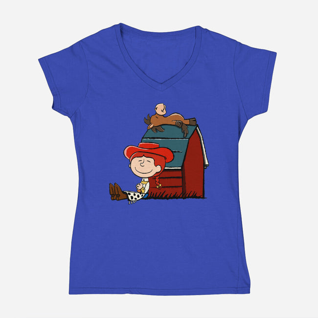 Happiness Is When She Loved Me-Womens-V-Neck-Tee-DrawnByBryan