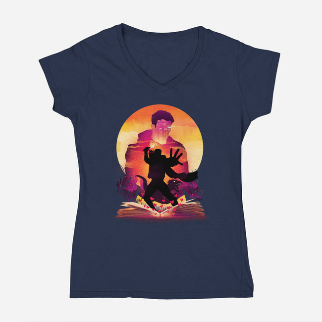 Book Of Dungeon Crawler-Womens-V-Neck-Tee-dandingeroz