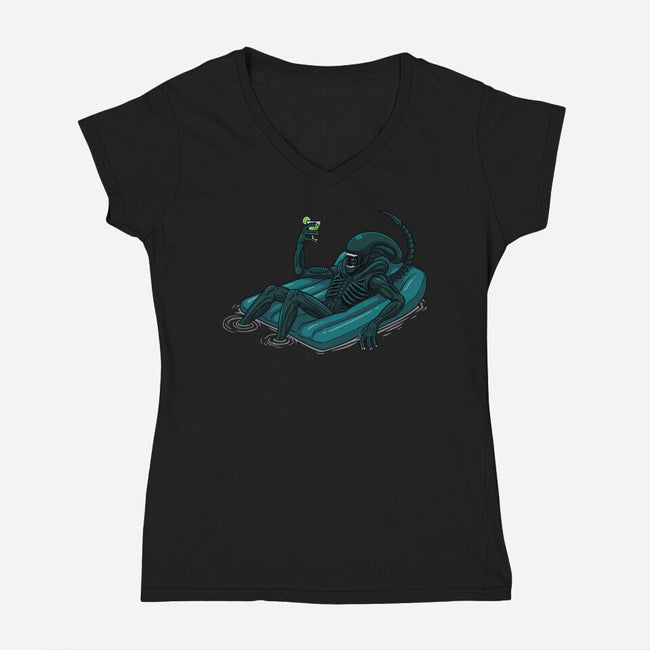 Alien In Summer-Womens-V-Neck-Tee-jasesa