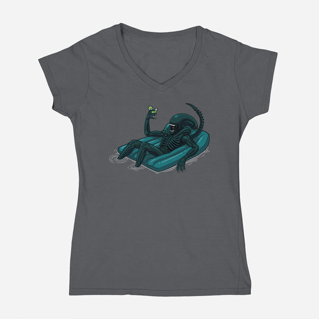 Alien In Summer-Womens-V-Neck-Tee-jasesa