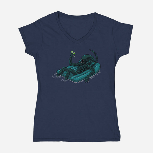 Alien In Summer-Womens-V-Neck-Tee-jasesa