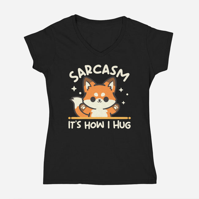 Sarcasm Hugs-Womens-V-Neck-Tee-NemiMakeit