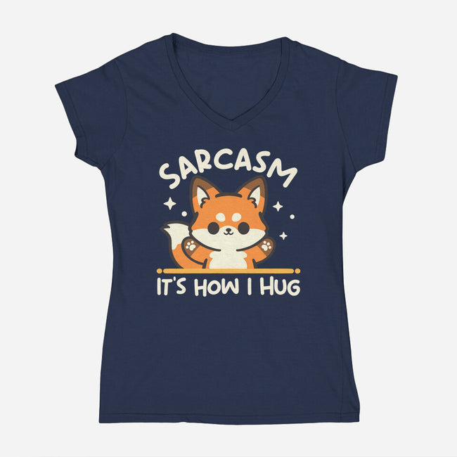 Sarcasm Hugs-Womens-V-Neck-Tee-NemiMakeit
