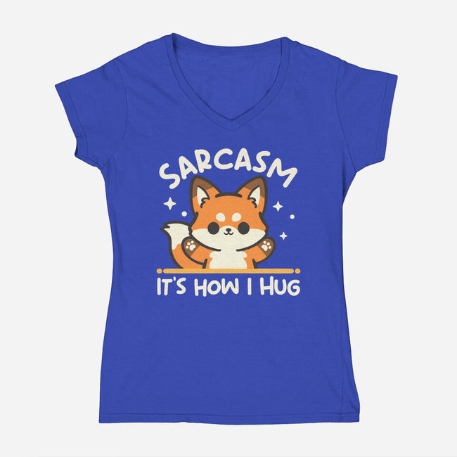 Sarcasm Hugs-Womens-V-Neck-Tee-NemiMakeit