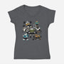 Bear Gym-Womens-V-Neck-Tee-pigboom