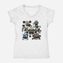 Bear Gym-Womens-V-Neck-Tee-pigboom