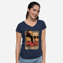 Fight Llama-Womens-V-Neck-Tee-Studio Mootant
