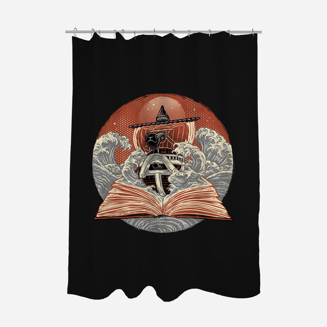 Tidal Pages-None-Polyester-Shower Curtain-glitchygorilla