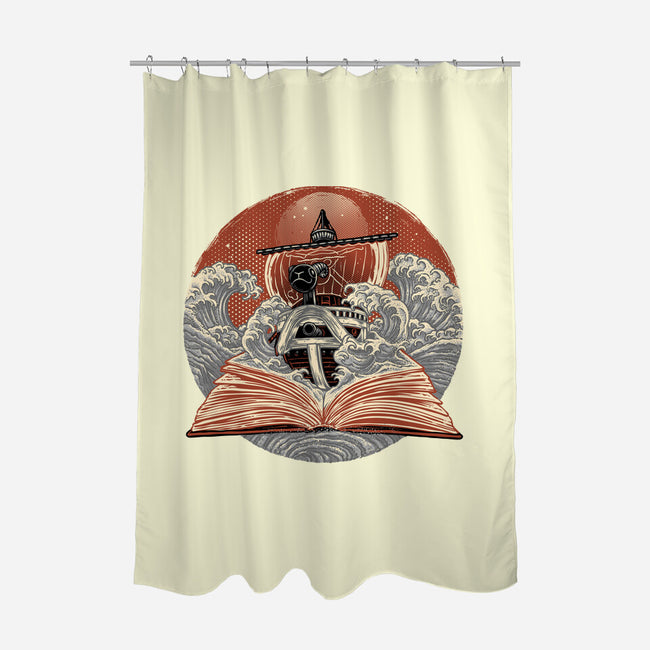 Tidal Pages-None-Polyester-Shower Curtain-glitchygorilla