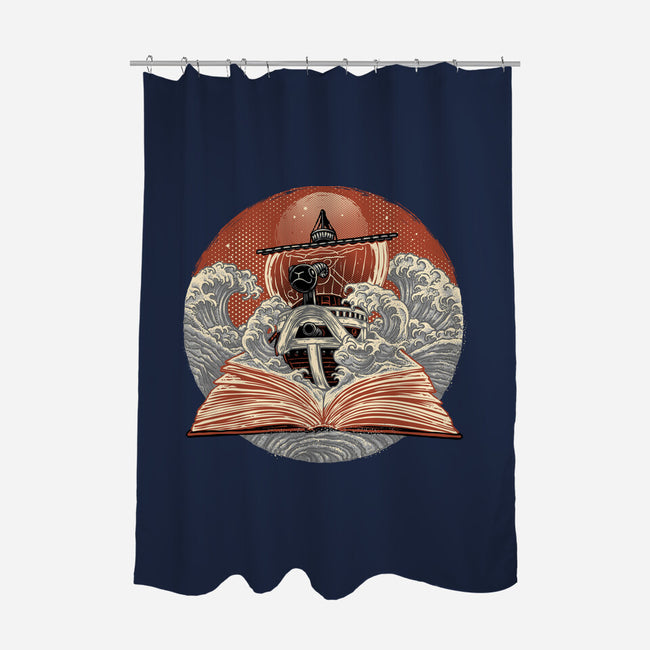 Tidal Pages-None-Polyester-Shower Curtain-glitchygorilla