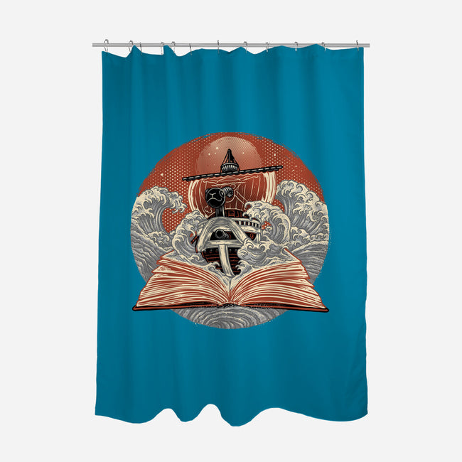 Tidal Pages-None-Polyester-Shower Curtain-glitchygorilla