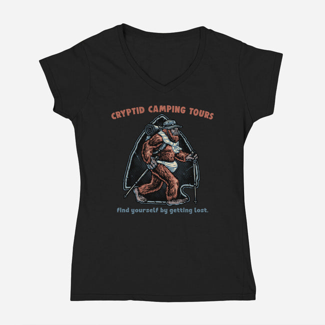 Cryptid Camping Tours-Womens-V-Neck-Tee-glitchygorilla