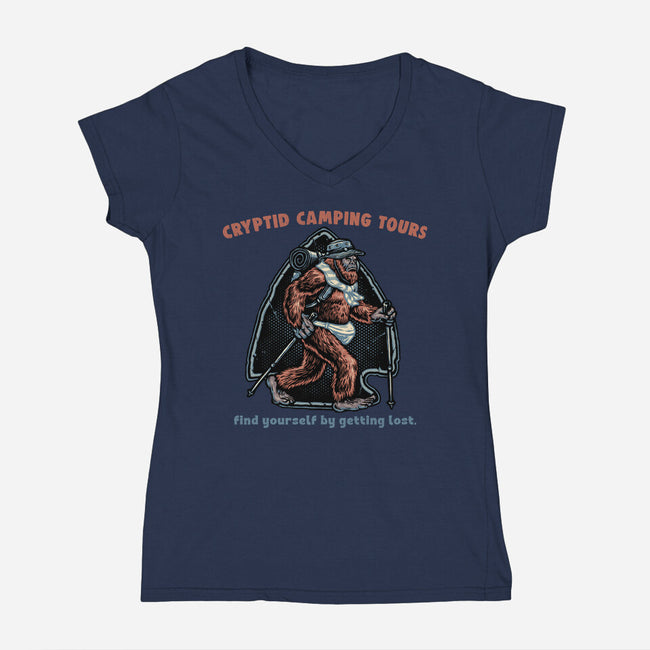 Cryptid Camping Tours-Womens-V-Neck-Tee-glitchygorilla