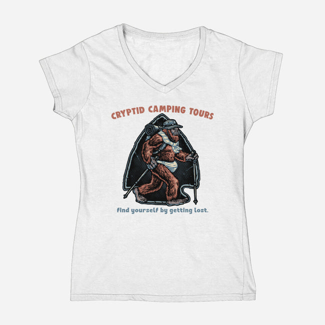 Cryptid Camping Tours-Womens-V-Neck-Tee-glitchygorilla