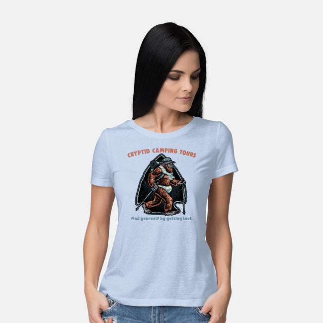 Cryptid Camping Tours-Womens-Basic-Tee-glitchygorilla