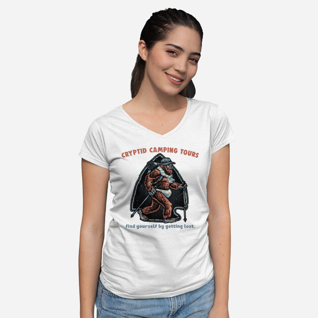 Cryptid Camping Tours-Womens-V-Neck-Tee-glitchygorilla