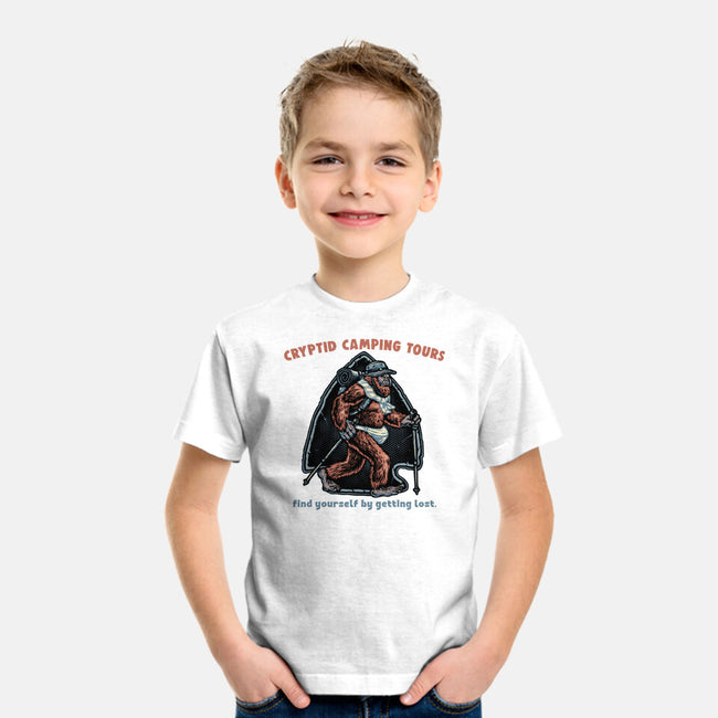 Cryptid Camping Tours-Youth-Basic-Tee-glitchygorilla