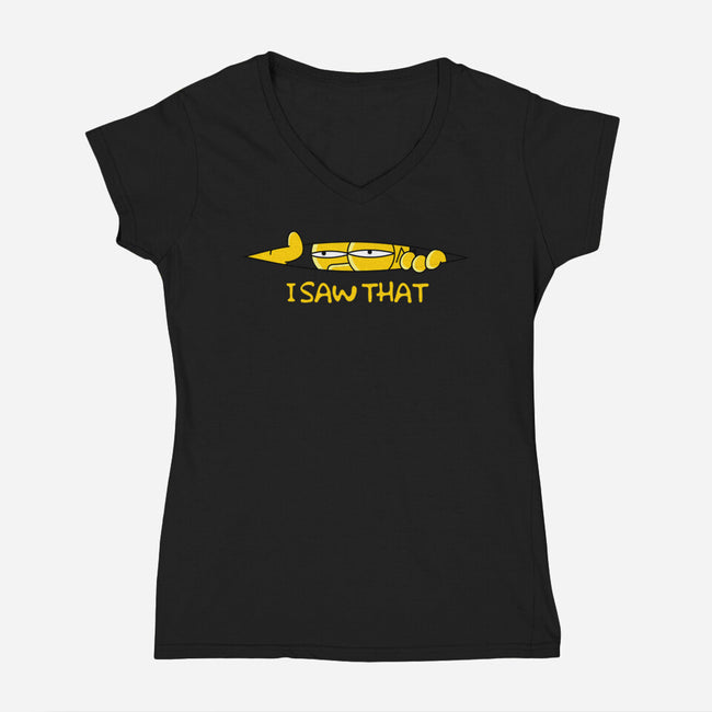 I Saw That Doh-Womens-V-Neck-Tee-rocketman_art