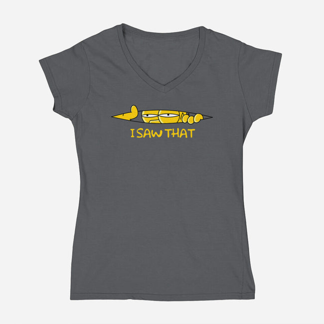 I Saw That Doh-Womens-V-Neck-Tee-rocketman_art