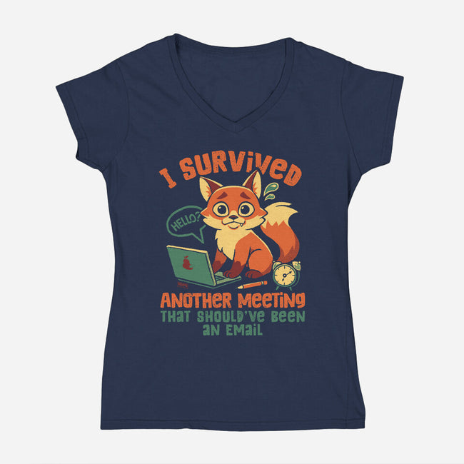 I Survived Another Meeting-Womens-V-Neck-Tee-worlddominationforcats