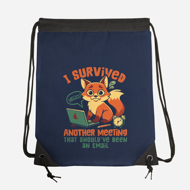 I Survived Another Meeting-None-Drawstring-Bag-worlddominationforcats