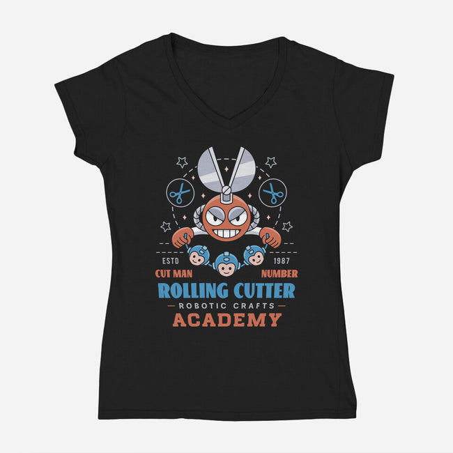Rolling Cutter Academy-Womens-V-Neck-Tee-LAGELANTEE