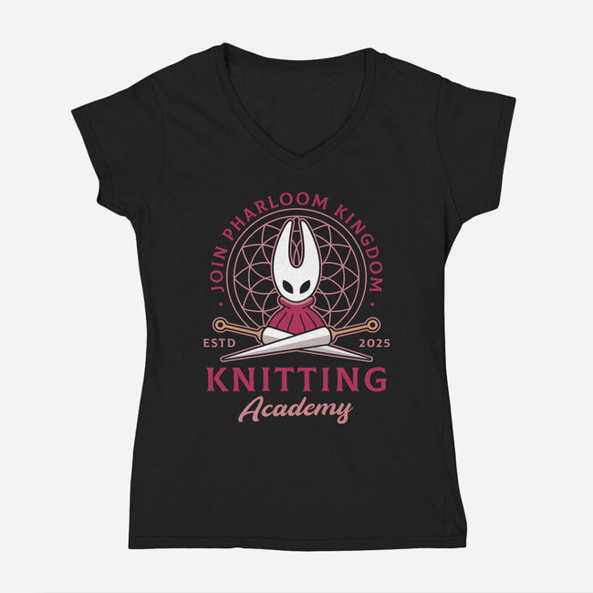 Pharloom Knitting Emblem-Womens-V-Neck-Tee-LAGELANTEE