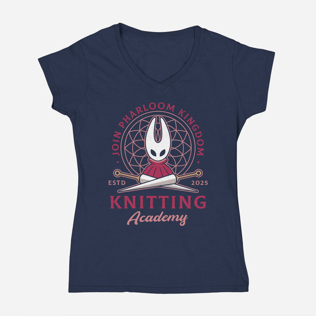 Pharloom Knitting Emblem-Womens-V-Neck-Tee-LAGELANTEE