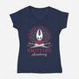 Pharloom Knitting Emblem-Womens-V-Neck-Tee-LAGELANTEE