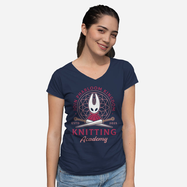 Pharloom Knitting Emblem-Womens-V-Neck-Tee-LAGELANTEE
