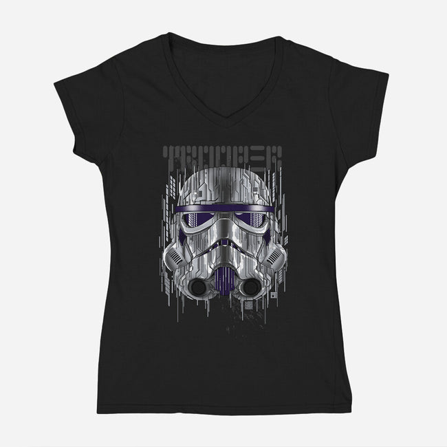 GLITCHTROOPER-Womens-V-Neck-Tee-silentOp