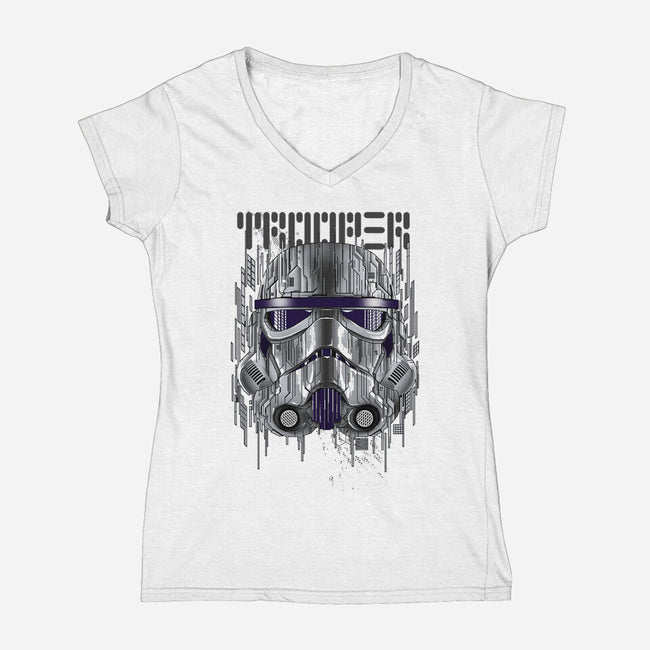 GLITCHTROOPER-Womens-V-Neck-Tee-silentOp