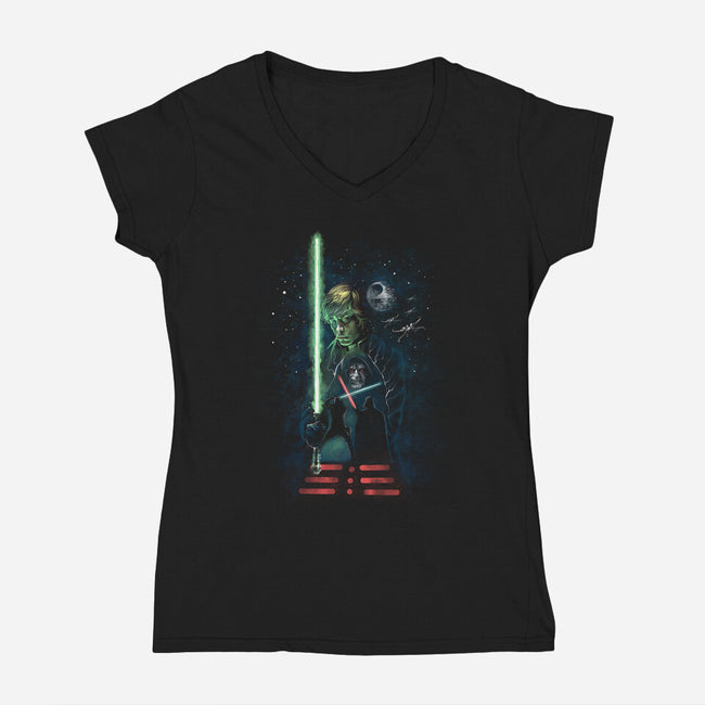 The Power Of The Force-Womens-V-Neck-Tee-zascanauta