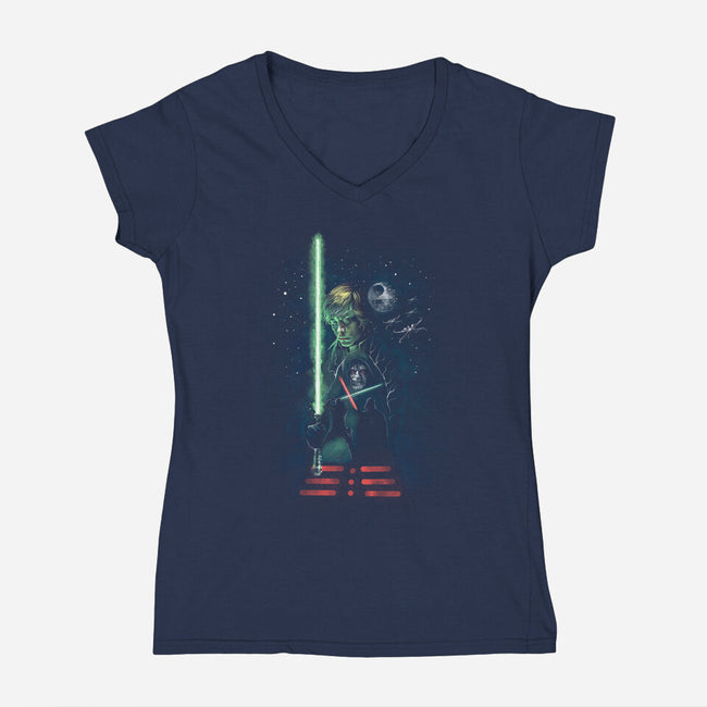 The Power Of The Force-Womens-V-Neck-Tee-zascanauta