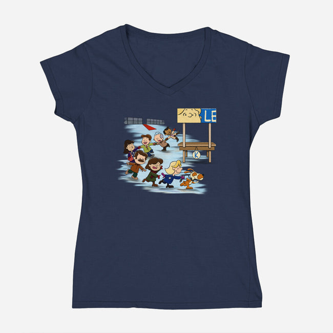 Get On Your Feet-Womens-V-Neck-Tee-DrawnByBryan