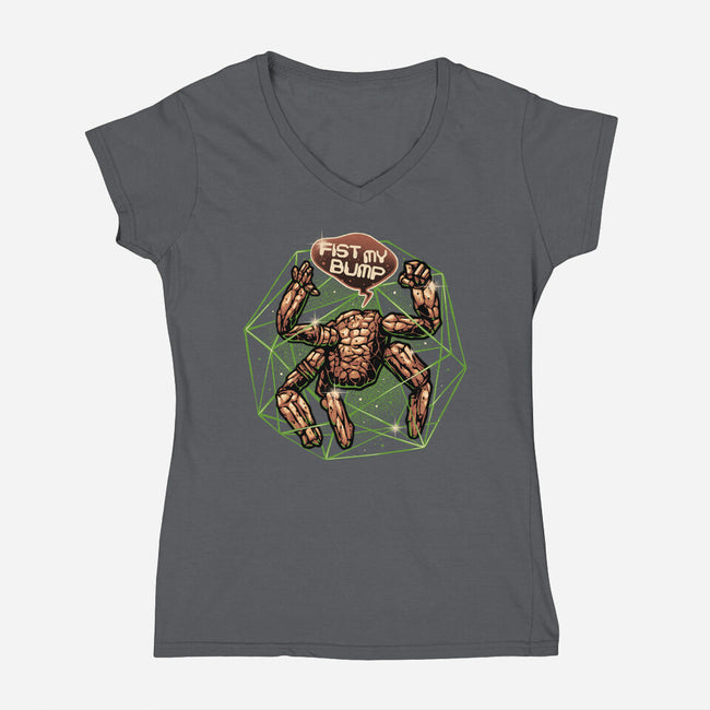 Fist My Bump Time-Womens-V-Neck-Tee-glitchygorilla