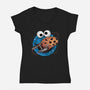 Where No Cookie Has Gone Before-Womens-V-Neck-Tee-glitchygorilla