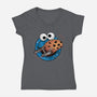 Where No Cookie Has Gone Before-Womens-V-Neck-Tee-glitchygorilla